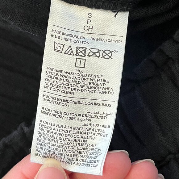 Old Navy Crinkle Gauze High Rise Wide Leg Pull-On Ankle Pants Small Black Cotton - Picture 8 of 12